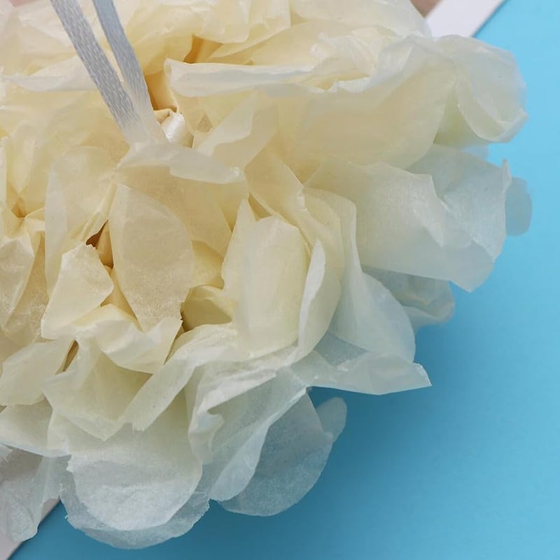 كرات ورقية من نسيج البيج 20 قطعة لتزيين حفلات أعياد الميلاد والزفاف - Image 2